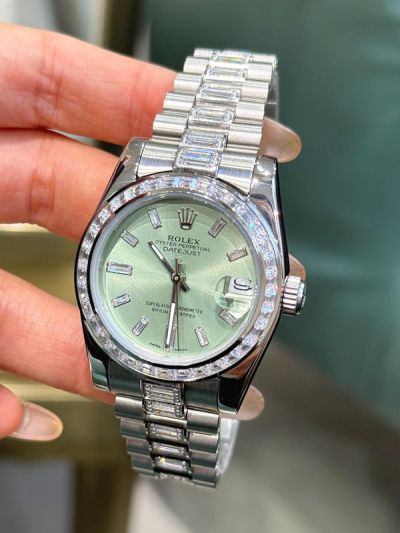 Rolex Datejust 31mm Mint Green Sunburst Dial Oystersteel President Bracelet Lady Watch